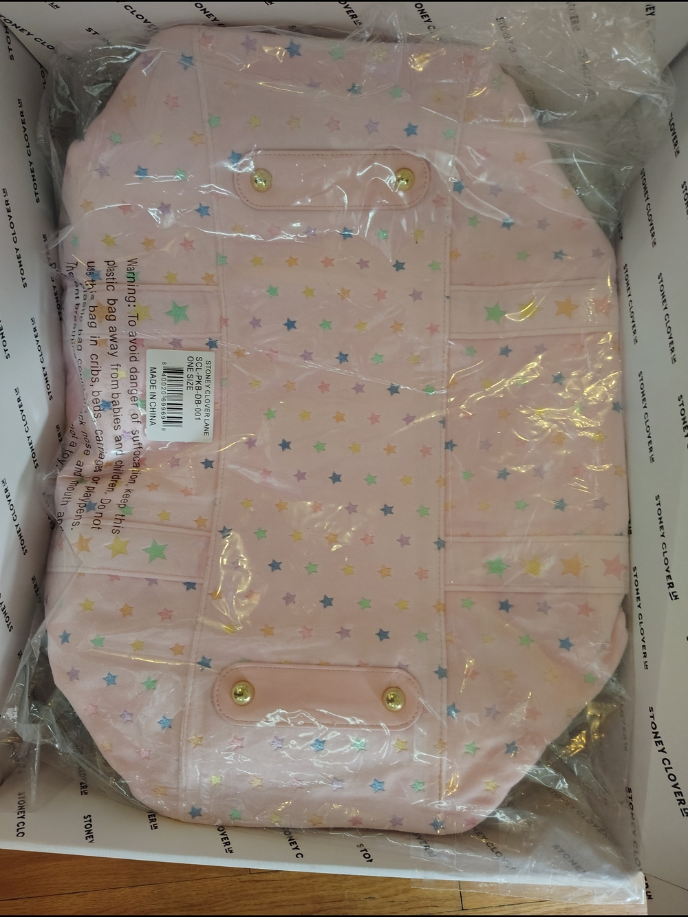 Stoney Clover Lane Park Beach Pink Star Velvet Duffle - Picture 3 of 3
